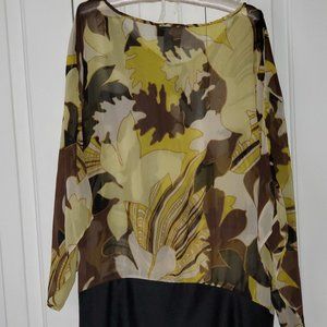 Antthony Originals Women Sheer top, 2X multi-color scoop neck